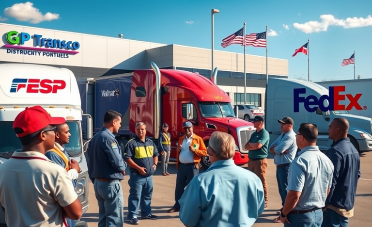 Image of a truck driver standing proudly beside a company truck, symbolizing top-paying driver jobs with excellent benefits.
