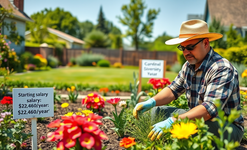 Image depicting a gardener at work, symbolizing career growth and salary opportunities in gardening.