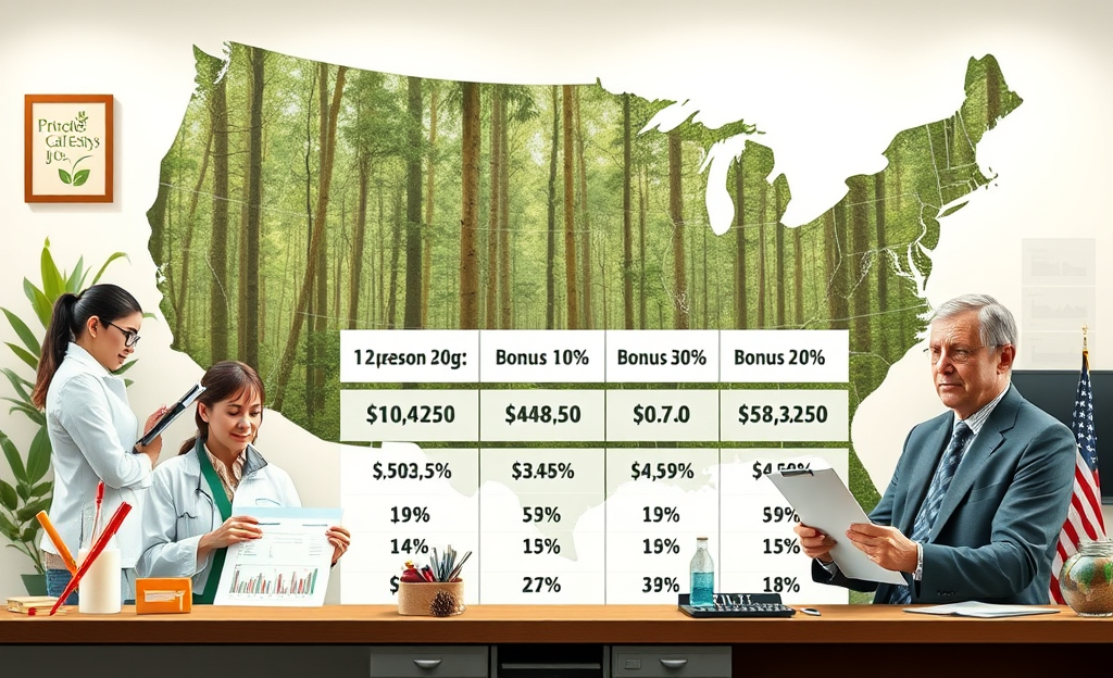 Graph comparing salaries and bonuses in various conservation jobs.