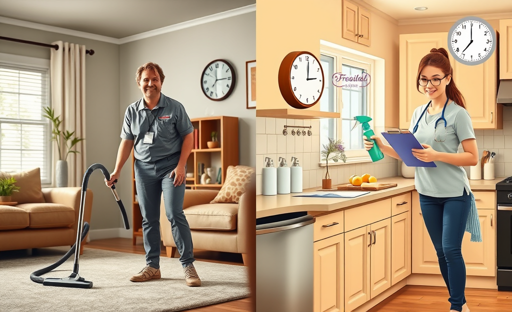 Image depicting a comparison between CLT and freelance earnings in the cleaning industry.