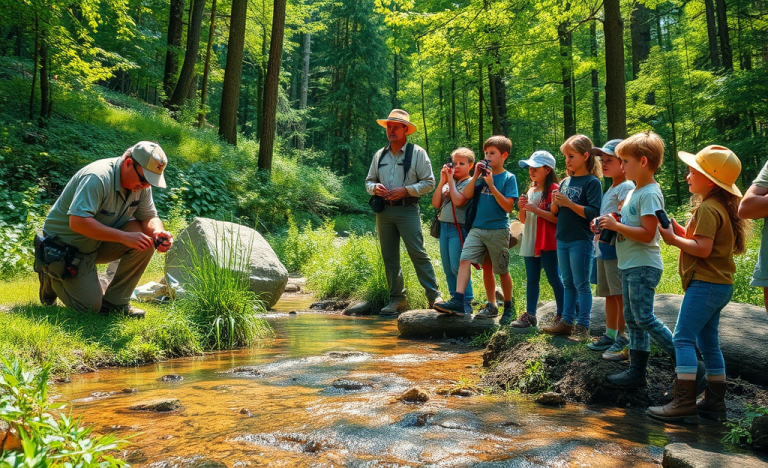 A diverse group of conservationists working in natural habitats, showcasing the real benefits of conservation efforts.