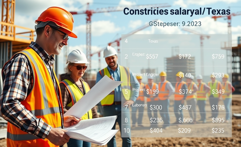 A graph comparing updated salaries for various roles in the construction industry.