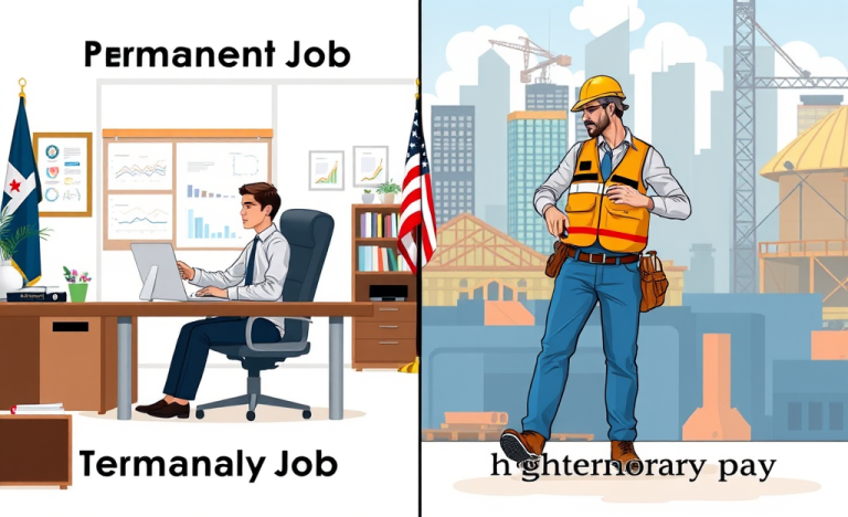 Comparison of formal and temporary job salaries highlighting financial differences and employment benefits.
