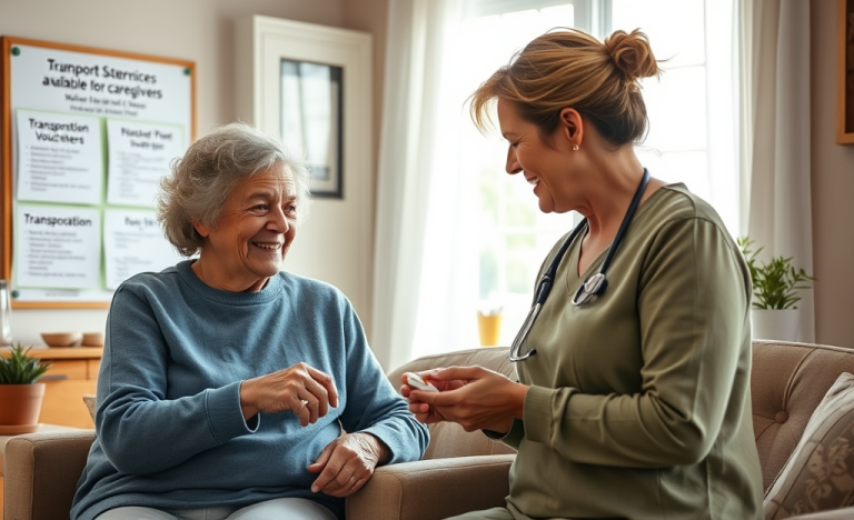 Caregivers receiving support through benefits like assistance and transportation vouchers
