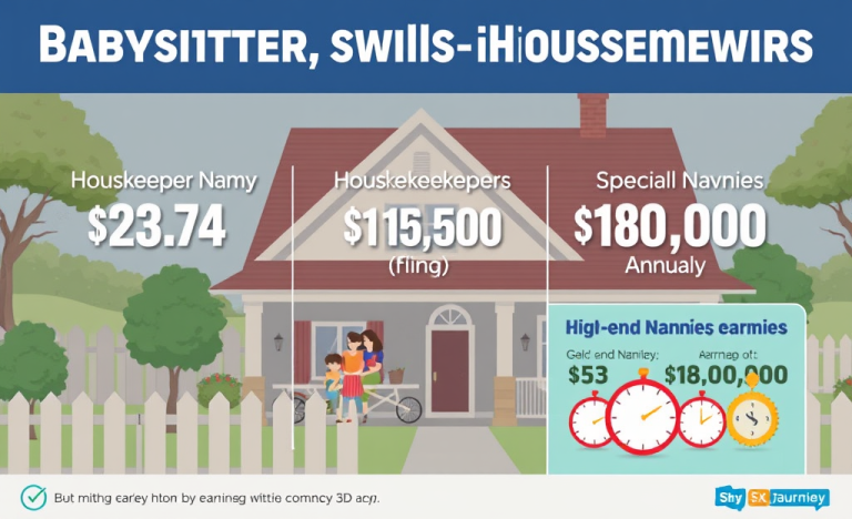 Graph showing earnings comparison of babysitters, caregivers, and housekeepers by company.