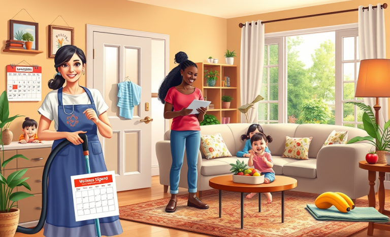 Domestic worker enjoying benefits like paid time off and health insurance