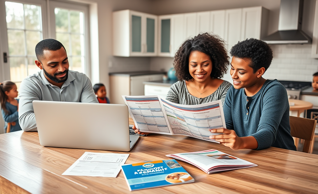 Workers discussing overtime and family support benefits