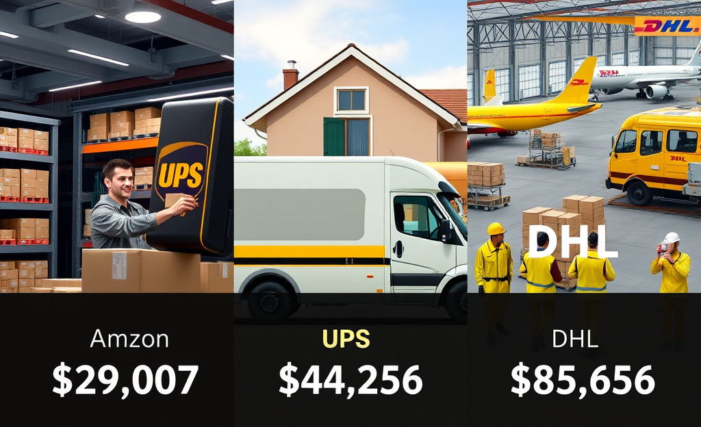 Image comparing salaries in logistics companies such as Amazon, DHL, and UPS.