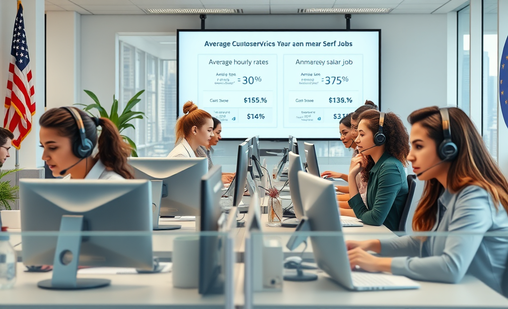 A graph showing salary trends in customer service and office roles