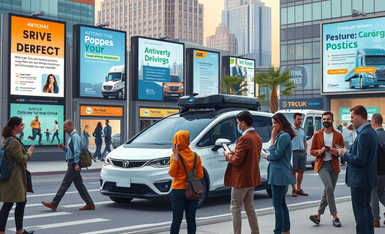 Image showing various autonomous and contracted vehicles ready for job opportunities.