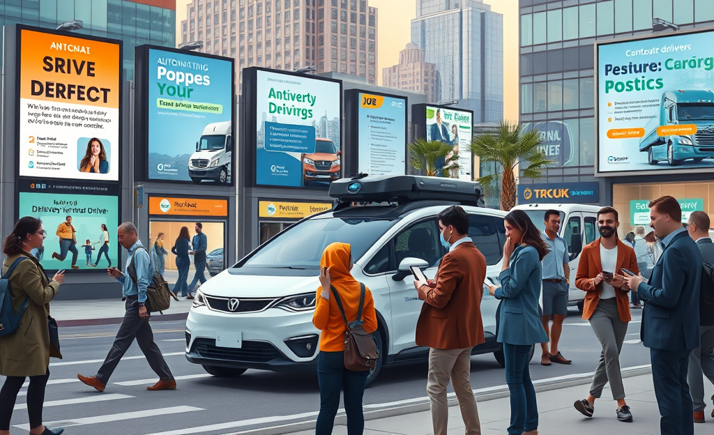 Image showing various autonomous and contracted vehicles ready for job opportunities.