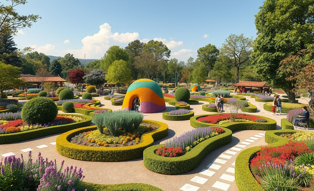 An artistic landscape design at Giardini d’Autore showcasing innovative and sustainable gardening projects.