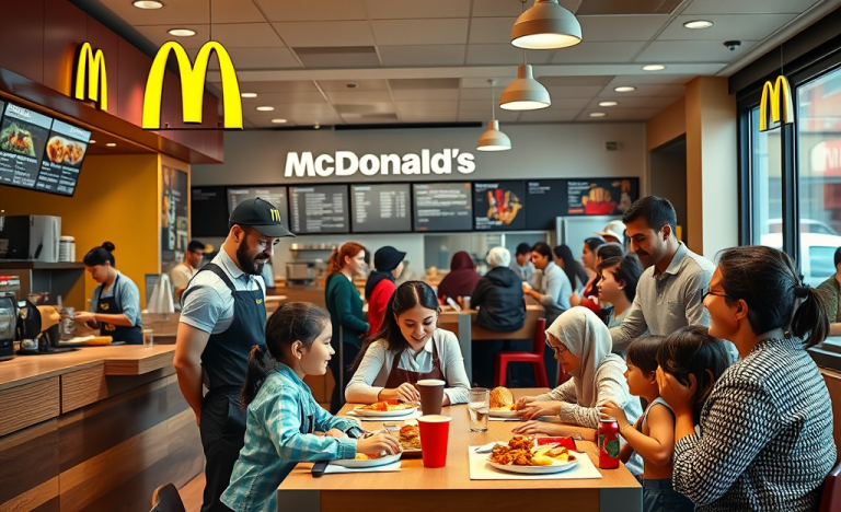 Image of McDonald's employees working in restaurant and customer service roles, representing job opportunities.