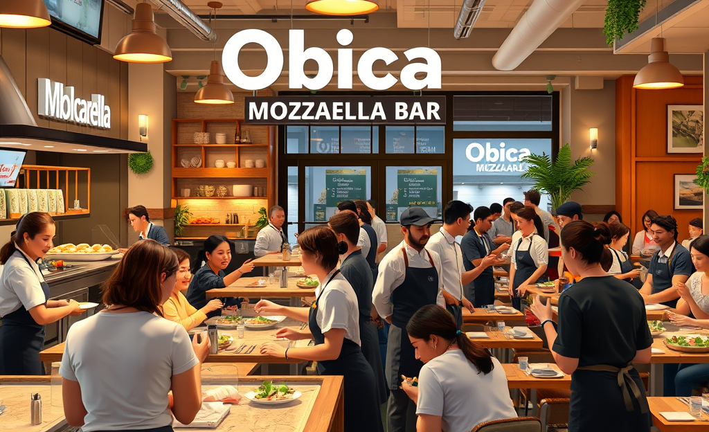 Interior view of Obicà Mozzarella Bar with welcoming atmosphere