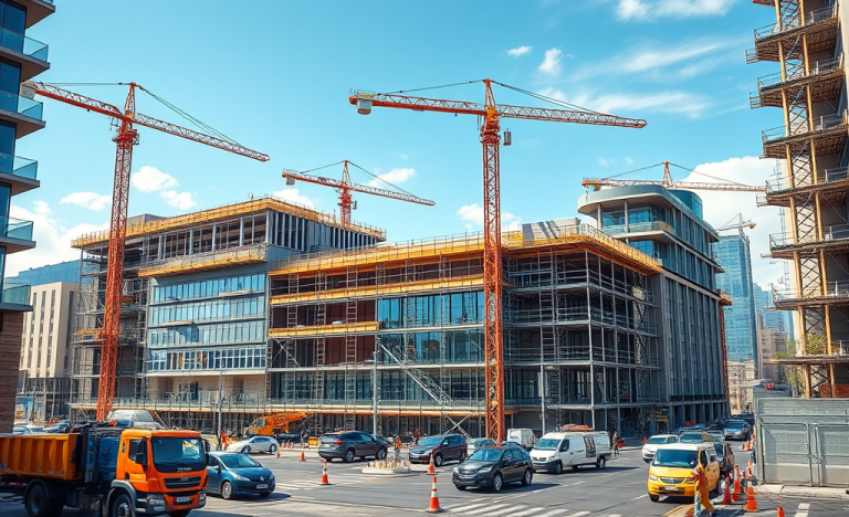 Illustration of Coop Lombardia collaborating on an urban construction project