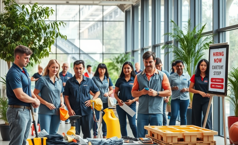 Image depicting various job roles available at Manutencoop Facility Management, including caretakers and maintenance personnel.