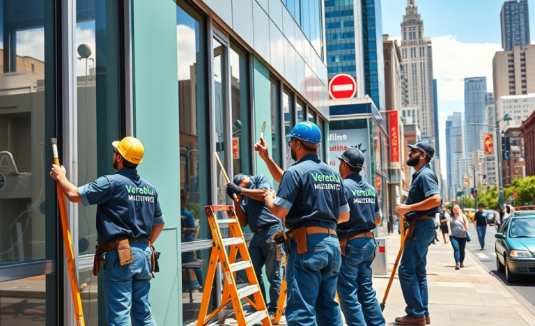 Image depicting Verdeblu Multiservizi team performing building maintenance
