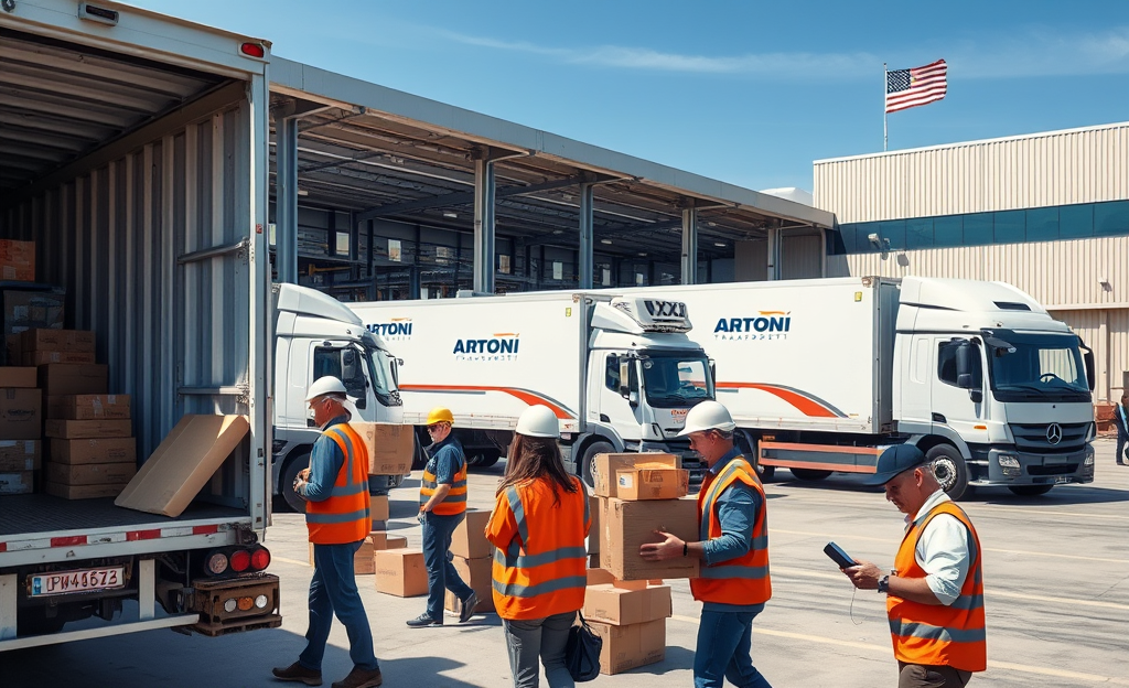 Warehouse workers handling stock at Artoni Trasporti