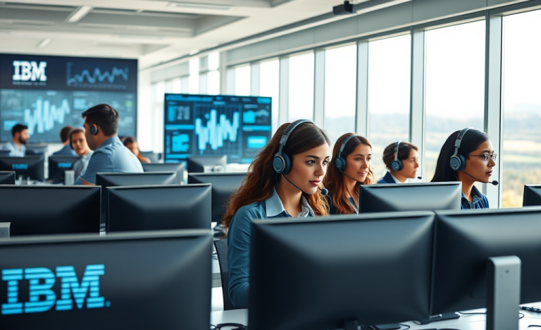An illustration of AI technology enhancing customer service at IBM.
