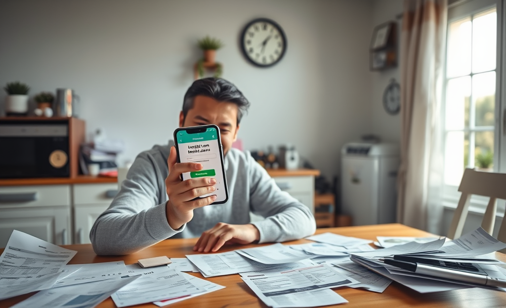 A person reviewing instant loan options for urgent financial needs.