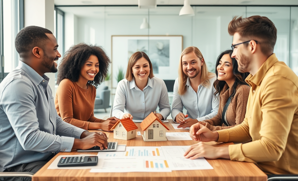 A person smiling while reviewing mortgage loan options on a laptop.
