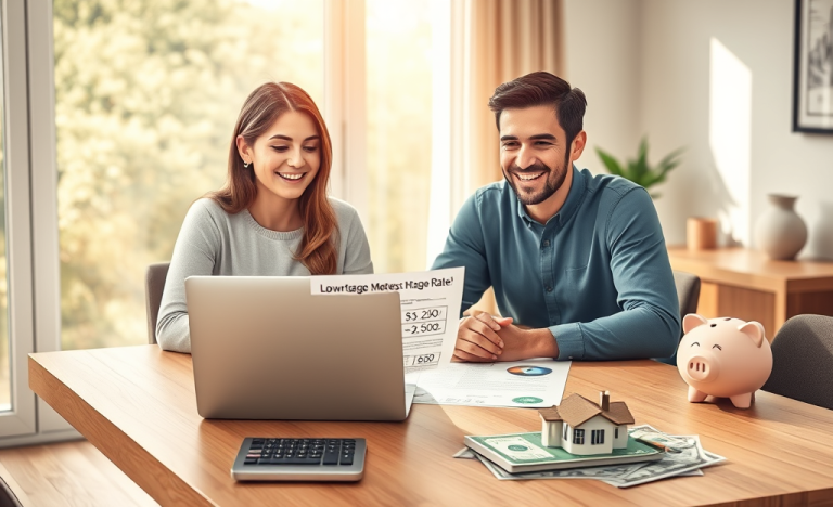 A couple reviewing mortgage options with a financial advisor.