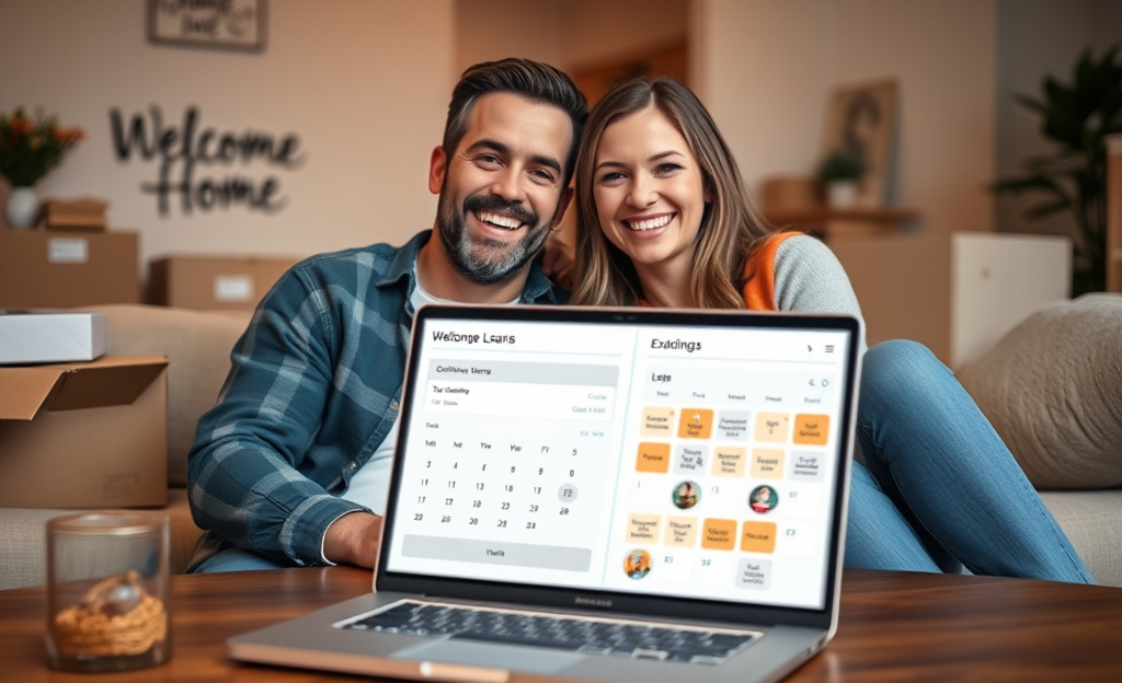 A happy family standing in front of their new home, celebrating with a 'Sold' sign.