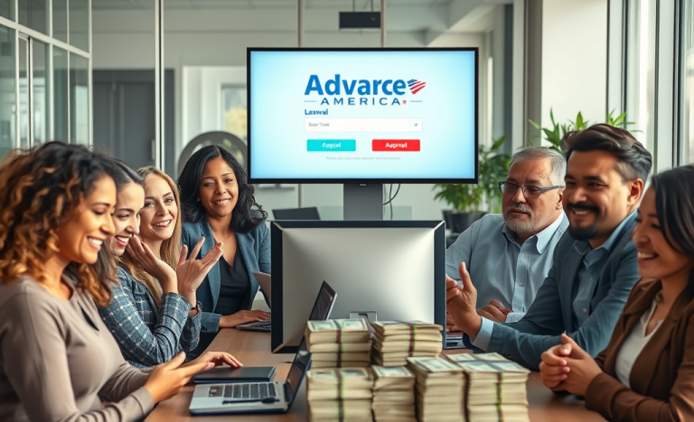 Image of a person applying for a personal loan online with Advance America.