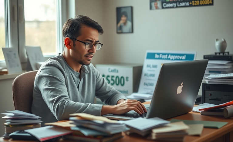 A person reviewing financial options for a CashUSA personal loan.