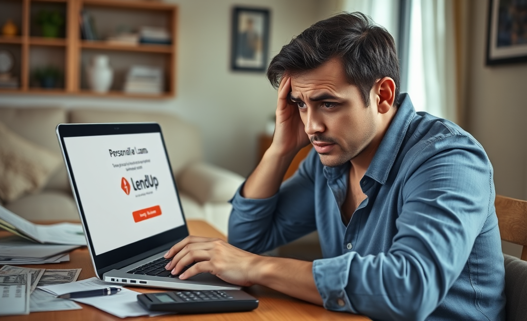 A person reviewing financial options with urgency.