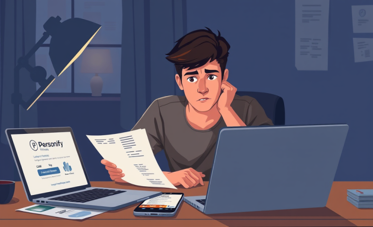 Personify Financial logo with a focus on urgent personal loan solutions.