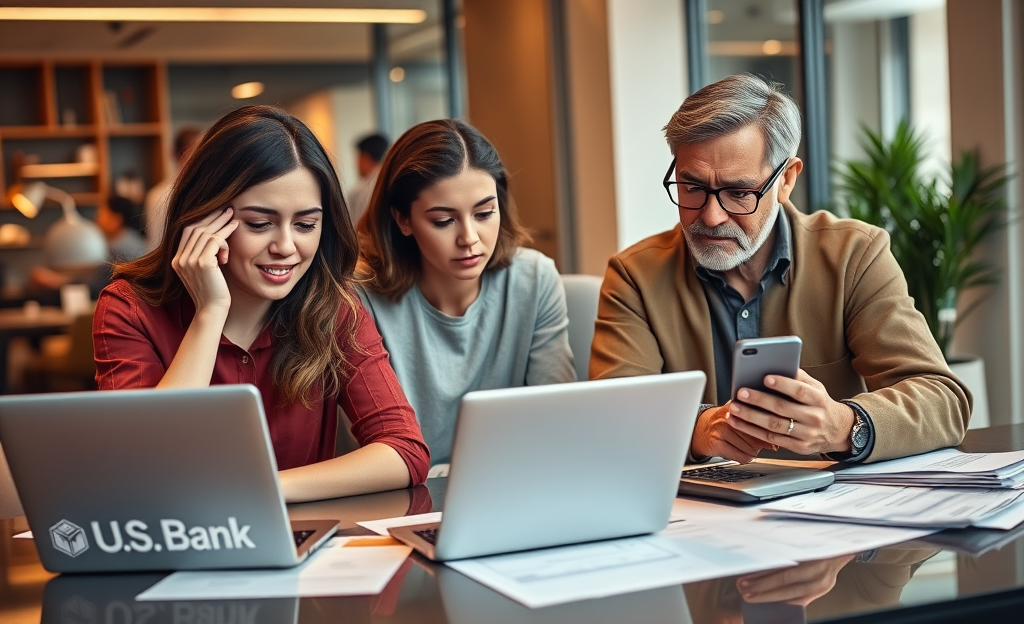 A person checking their phone for U.S. Bank personal loan options during a financial emergency.